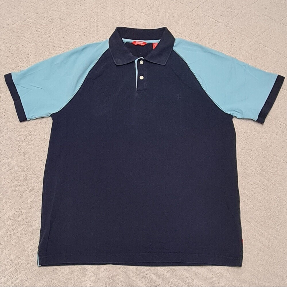 IZOD Golf Polo Shirt Slim Fit Men's LARGE Blue Casual Activewear Preppy